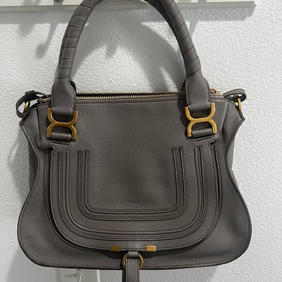 Chloé Marcie Satchel Medium Gray Leather - Picture 8 of 10
